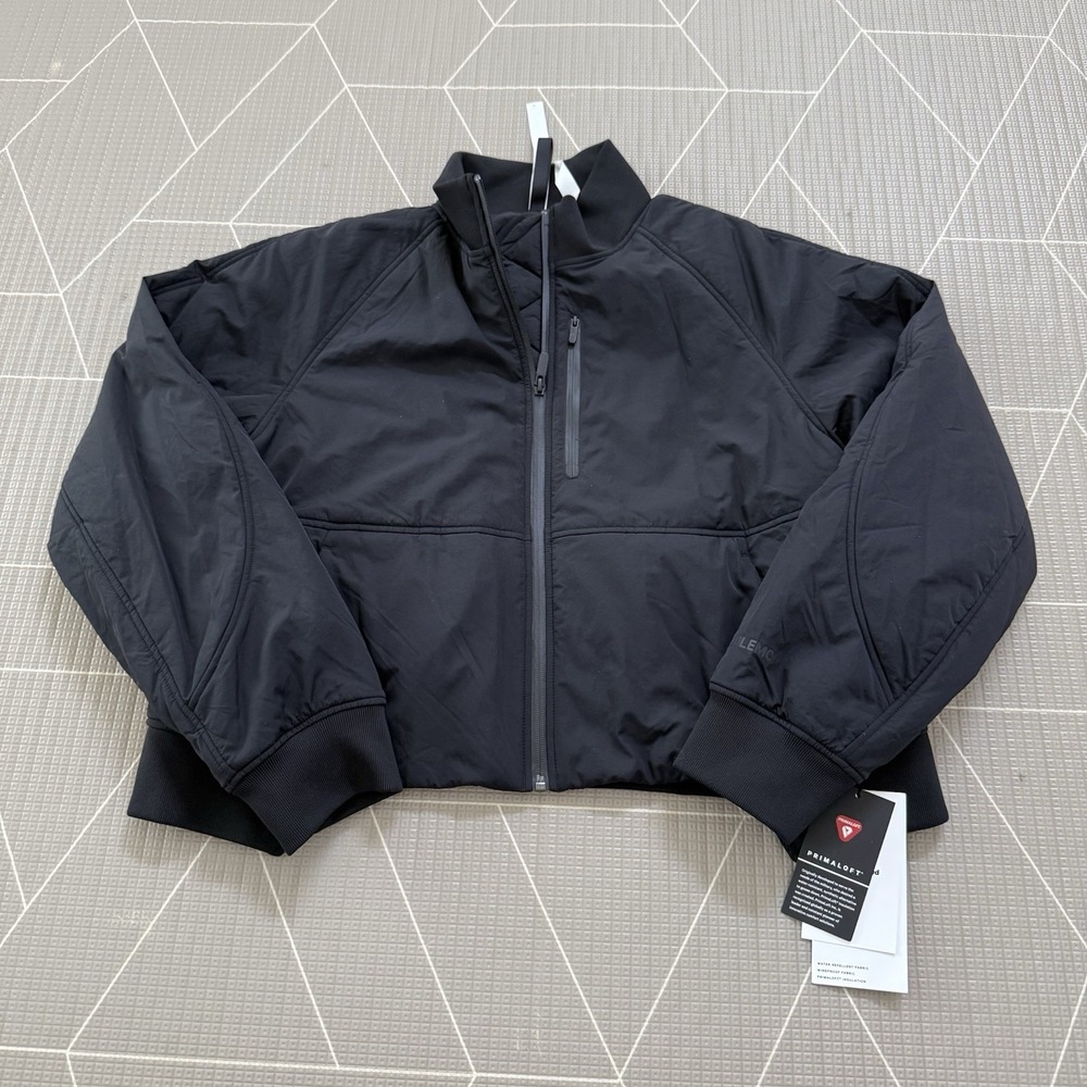 NEW Lululemon Short Insulated Bomber Jacket‎ Size 8 Black Primaloft LW4BZ0S